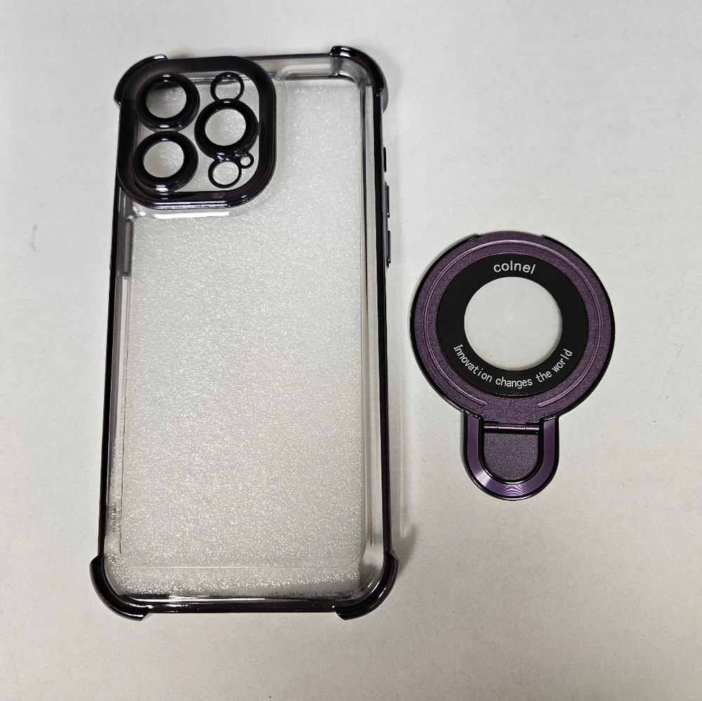 Iphone 14 Pro Max Clear Purple Phone Case with‎ Ring Holder